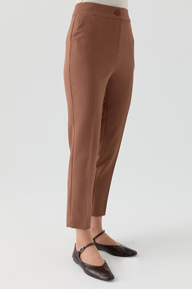 Yüksek Bel Basic Pantolon - Fındık - 4