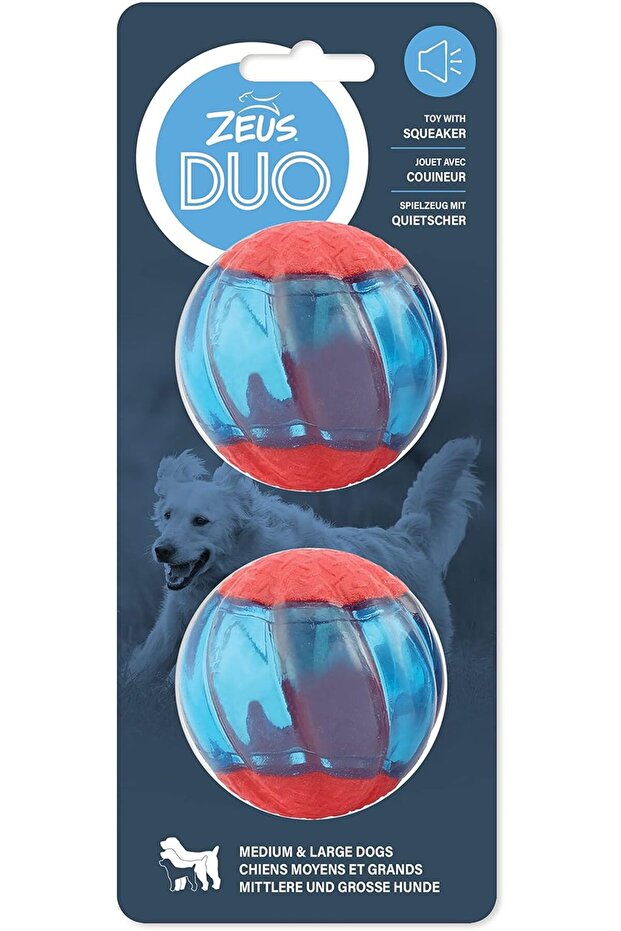 Duo Ball, 6.3cm with Squeaker, 2pk