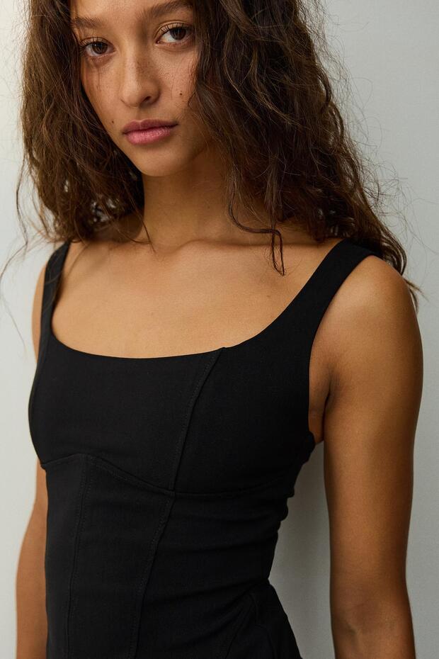 Bengal askılı mini elbise - 3