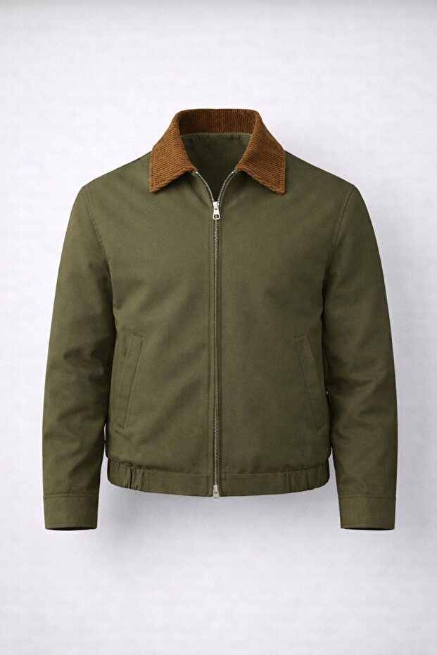 Trucker Velvet Collar Bomber Lined Jacket