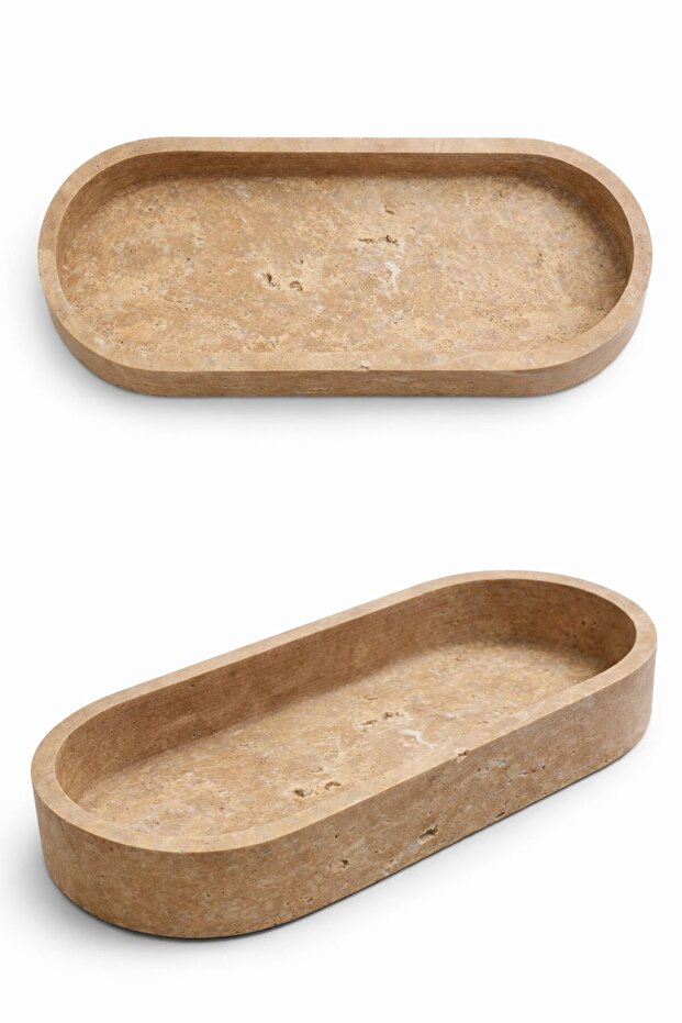 Traverten Oval Tepsi - 2