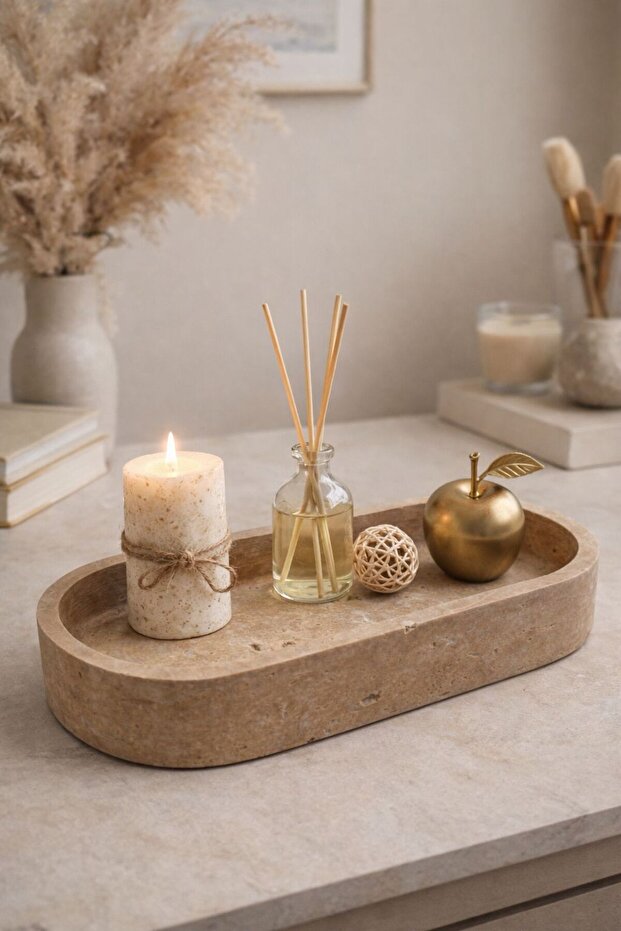 Traverten Oval Tepsi - 3