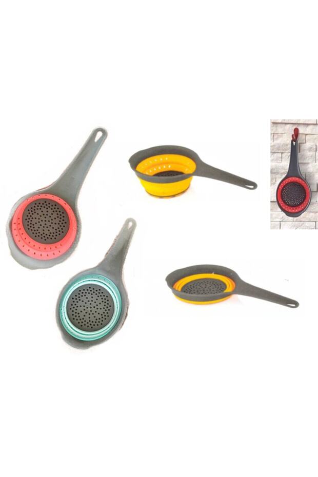 2 Pieces Silicone Handle Foldable Pasta Rice Strainer Colander Silicone