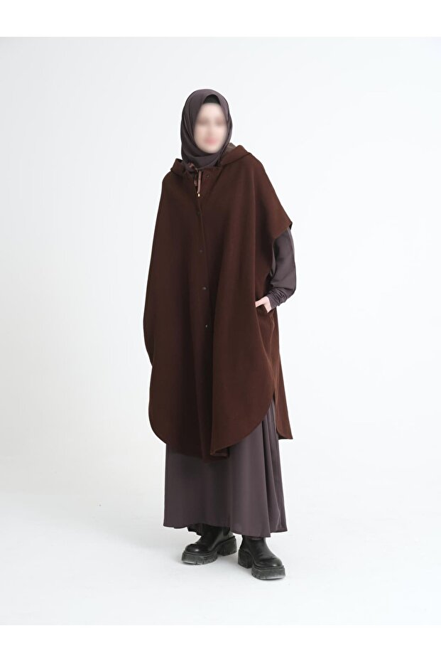 Kalın Çelik Örme Acı Kahve Kurdeleli Panço - 7