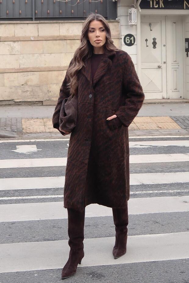 معطف منقوش بنمط الحمار الوحشي 7124 - 1