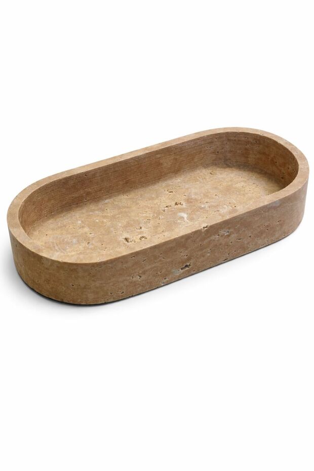 Traverten Oval Tepsi - 1