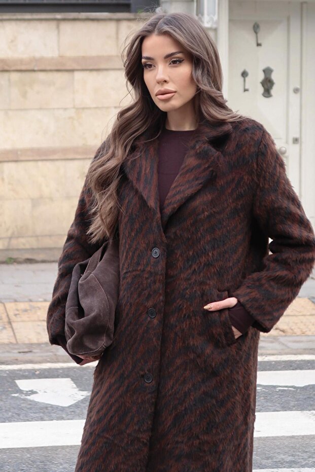 معطف منقوش بنمط الحمار الوحشي 7124 - 4