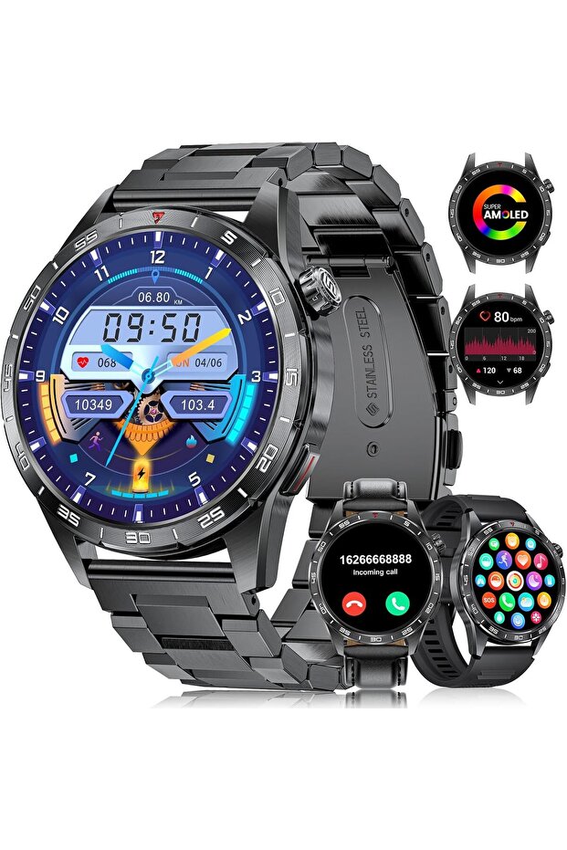 Smart Watches for Men(Answer/Make Calls), 1.43" HD AMOLED Fitness Tracker with 110+ Sport Modes