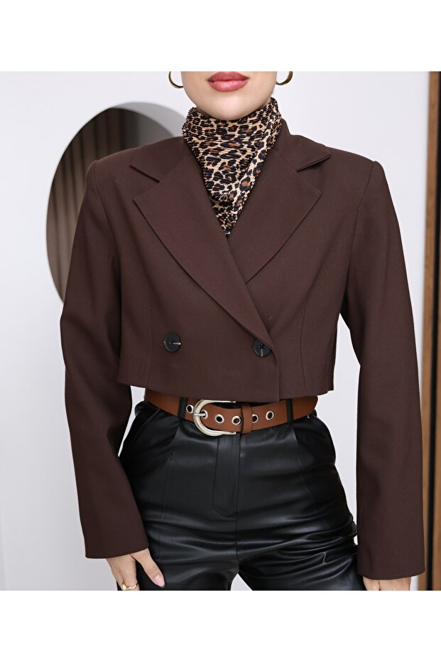 Kadın Crop Blazer Ceket - 1