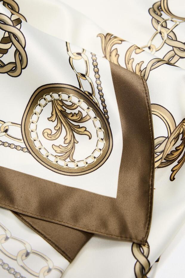 Baskılı saten fular - 2