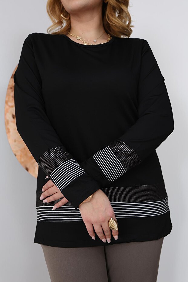 بلوزة مخططة مقاس كبير - 7