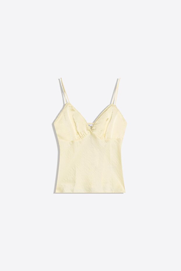 Dantelli saten top - 5