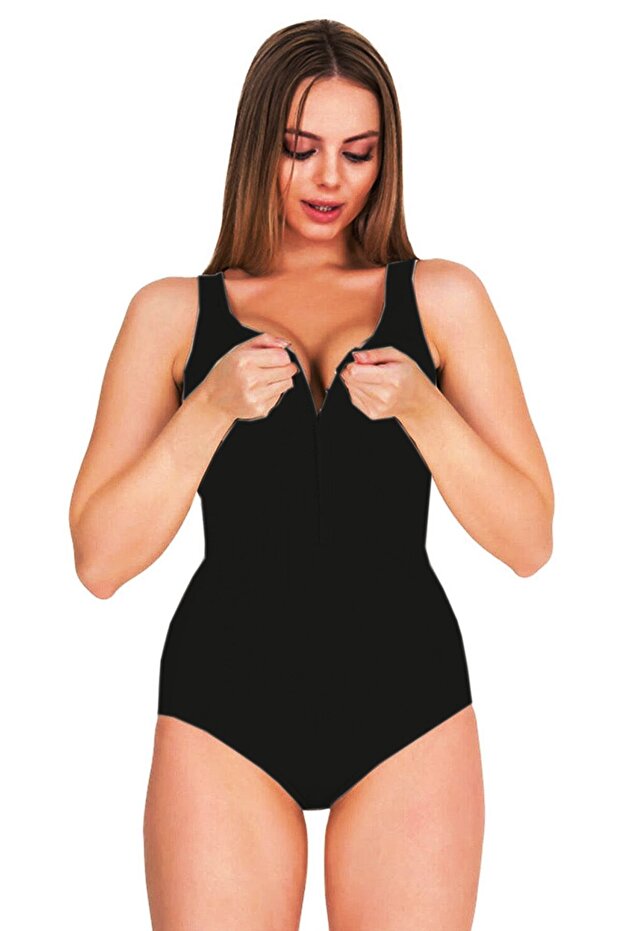 Thick Straps, Snap Fasteners at the Bottom, Slimming and Firming Body Corset with Agraflas