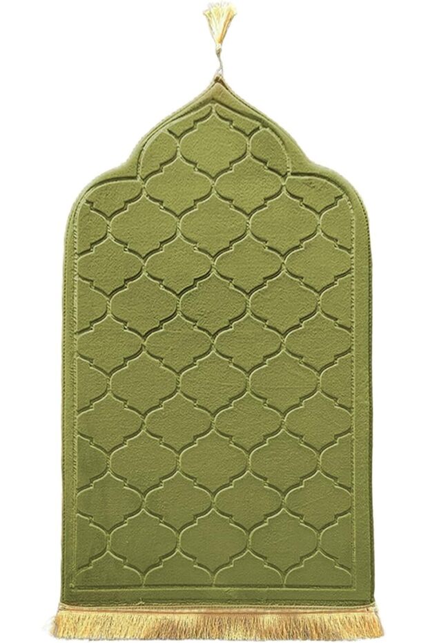 Prayer Rug Muslim Padded Muslim Prayer Rug Thick Fabric (Green)