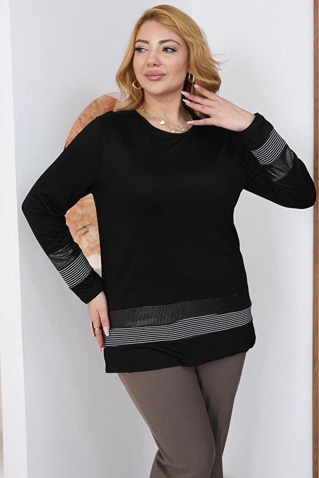 بلوزة مخططة مقاس كبير - 3