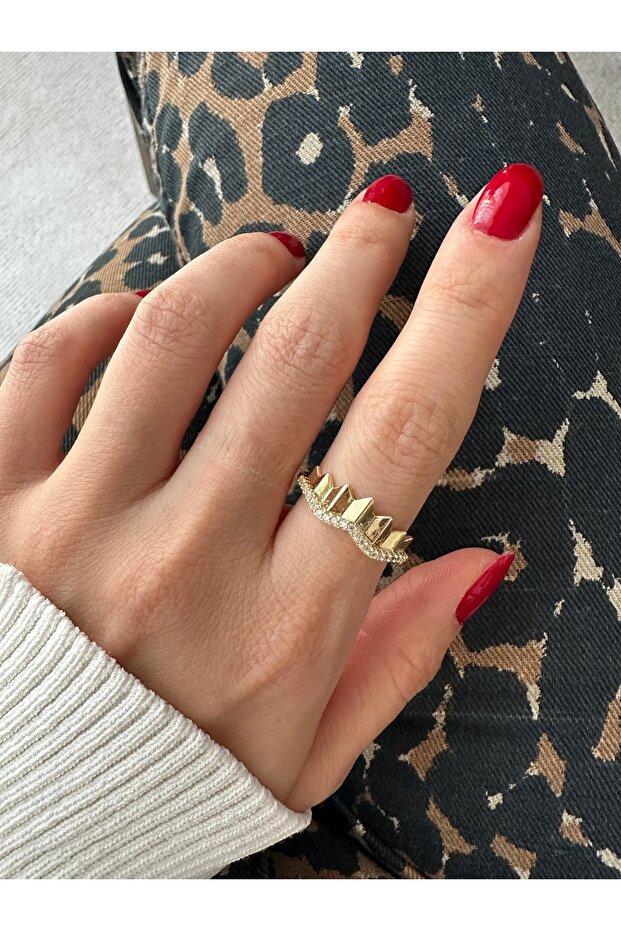 خاتم التاج المموج المرصع بالذهب - 3