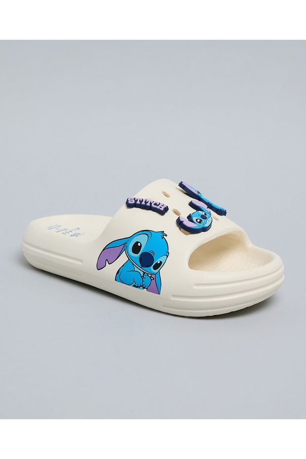 Girls Ivory Stitch Charm Detail Slides