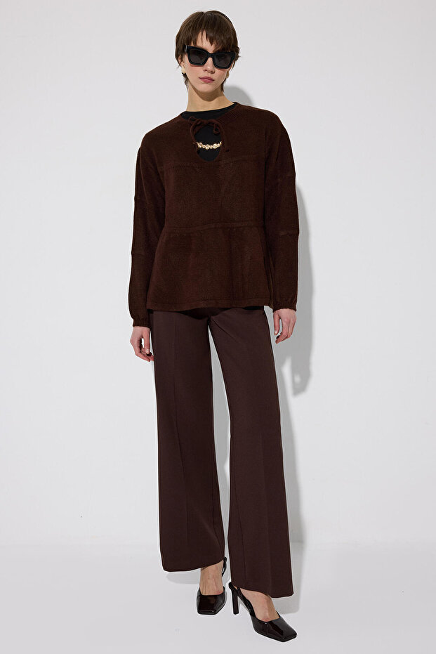 Front-Tie Knitted Sweater