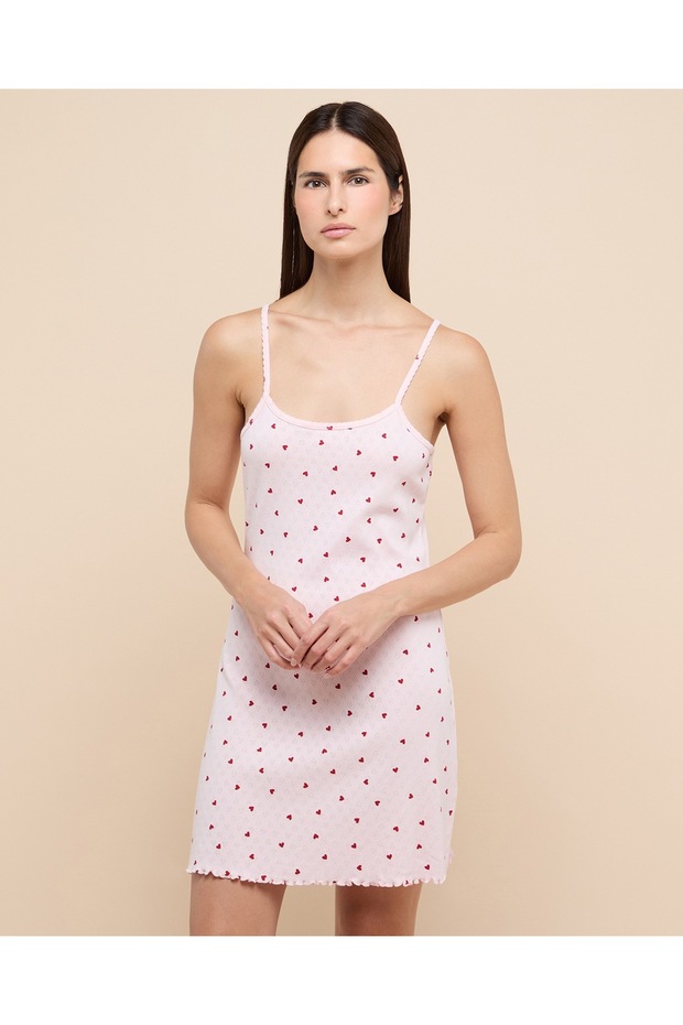 Printed Strappy Nightdress with Scoop Neck