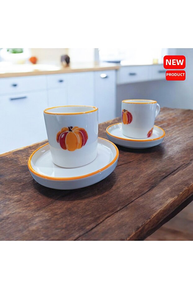 Coffee Cup Pumpkin Model 2 Persons 4 Pieces Double Size 100 Cc