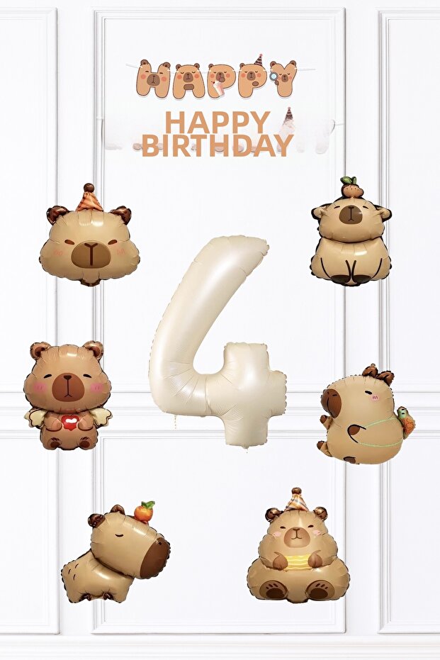 Capybara Birthday Decoration Set Balloon and Banner Set