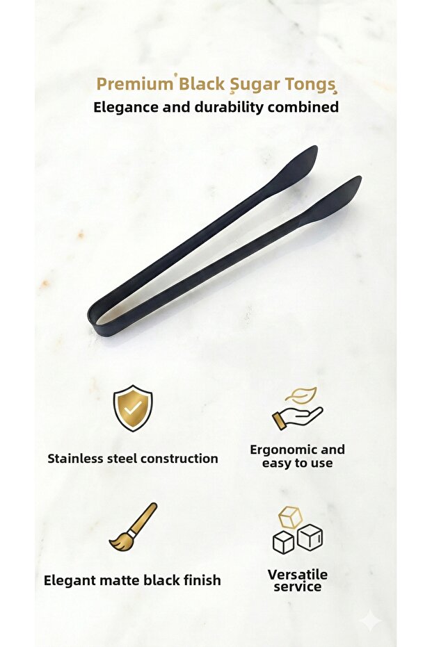 Black Matte Steel Sugar Tongs Stainless Sugar Tongs