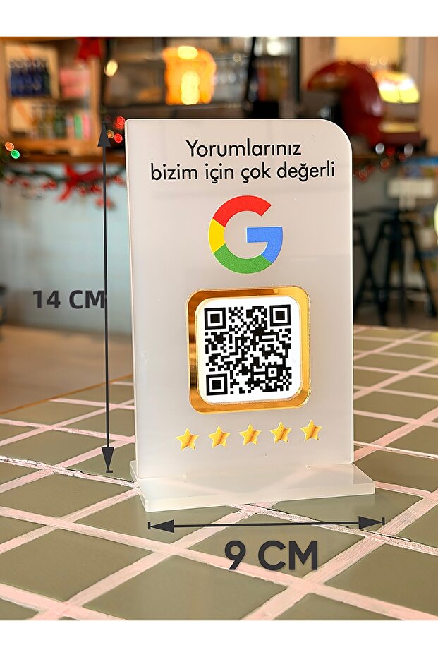 Google Review Qr Stand Plexiglass Translucent White - 3