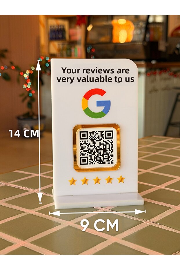 Google Review Qr Stand Plexiglass White - 3