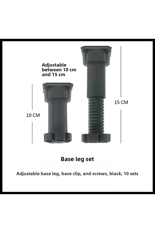 Bed Base Leg Set, 10 Cm, Black, 10 Sets - 4
