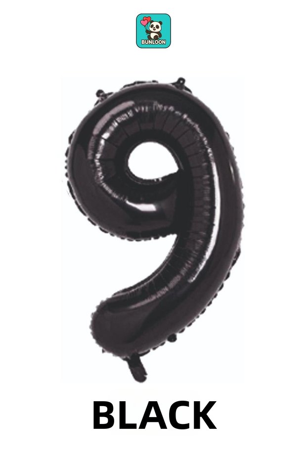 Black Color 9 Number Foil Balloon 76 cm Birthday Party Decoration