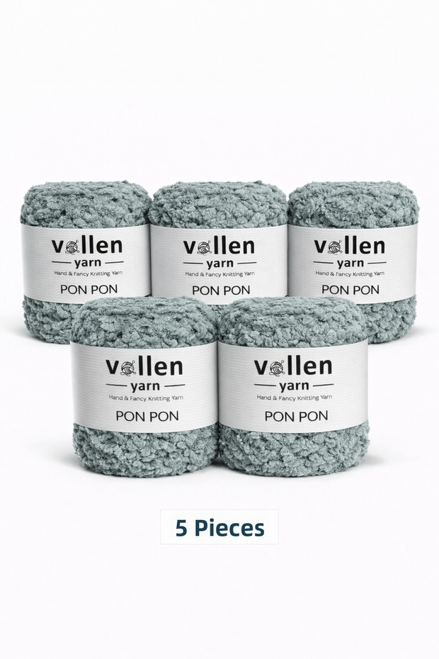Vollenyarn 5Pcs Velvet Pompom Yarn 100 Gr 140 Mt | Hand Knitted Pompom Yarn | Blanket Scarf Baby Knitting Yarn