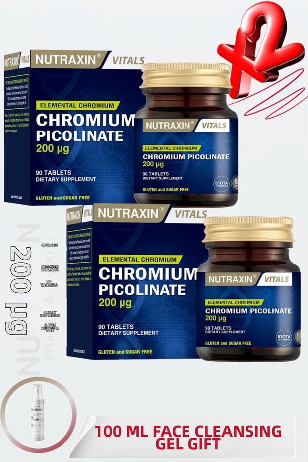 Chromium Picolinate 200 Μg (Chromium Picolinate) 90 Tablets (2 Pcs) + 100 ml Face Wash Gel Gift