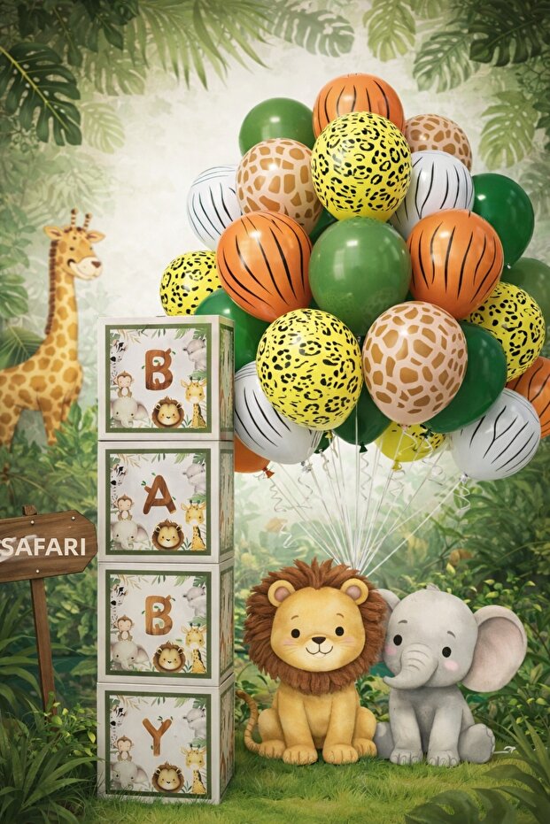 Safari Baby Boxed Balloon Set