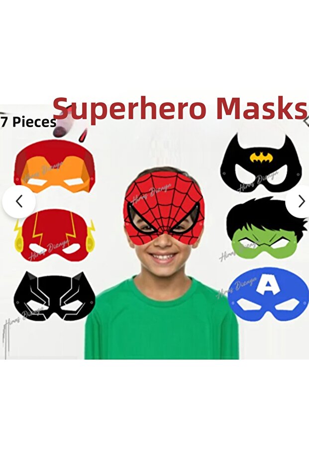 7Pcs Superhero Concept Paper Party Mask Superhero Birthday Ornament