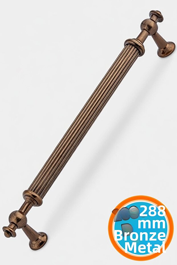 مقبض أثاث للمطبخ، مقبض لباب خزانة المطبخ، تصميم مخطط، 288 مم، معدن برونزي