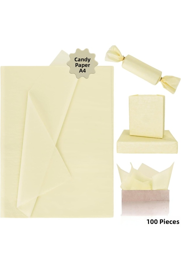 Light Yellow Pelur Paper-A4, Gift, Flower Packaging & DIY Transparent Paper, 20X30Cm, 100 Pieces