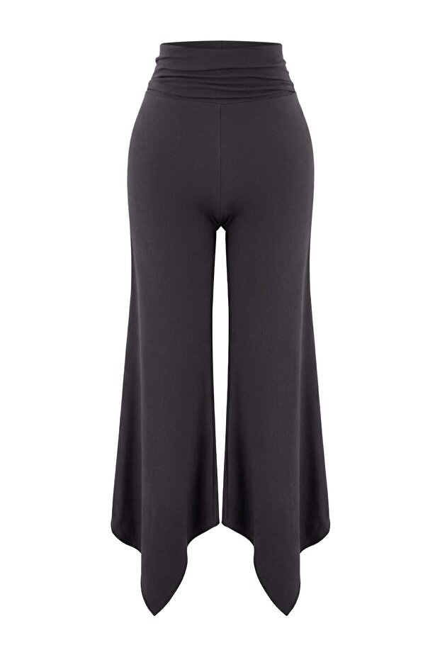 Antrasit Fırçalı Soft Kumaş Asimetrik Spor Yoga Pantolonu/Eşofman Altı THMSS26EA00001 - 2