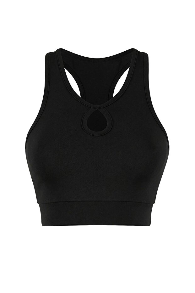 Siyah Halter Yaka Destekli/Şekillendirici Örme Spor Sütyeni THMSS26SS00002 - 6