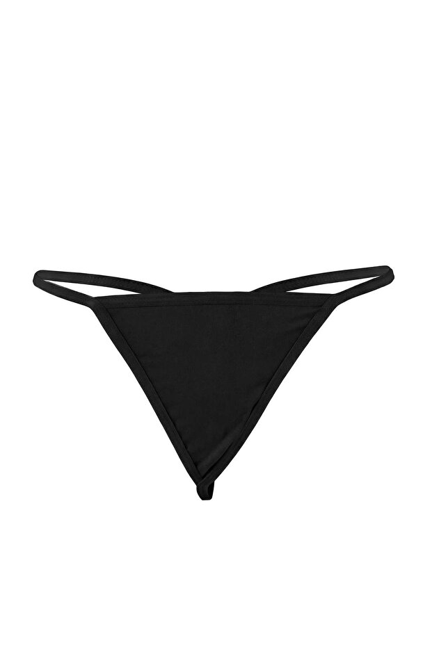 Siyah Büzgülü İp Askılı Külotlu Babydoll/Fantezi Gecelik THMAW26LL00014 - 5
