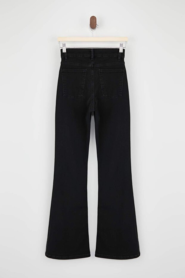 Siyah Yüksek Bel Flare Yumuşak Ekstra Esneyen Örme Kot/Jeans TWOSS26JE00091 - 7