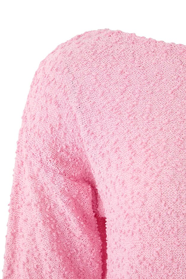 Pembe Dokulu Kayık Yaka Triko Kazak TWOSS26KZ00007 - 10