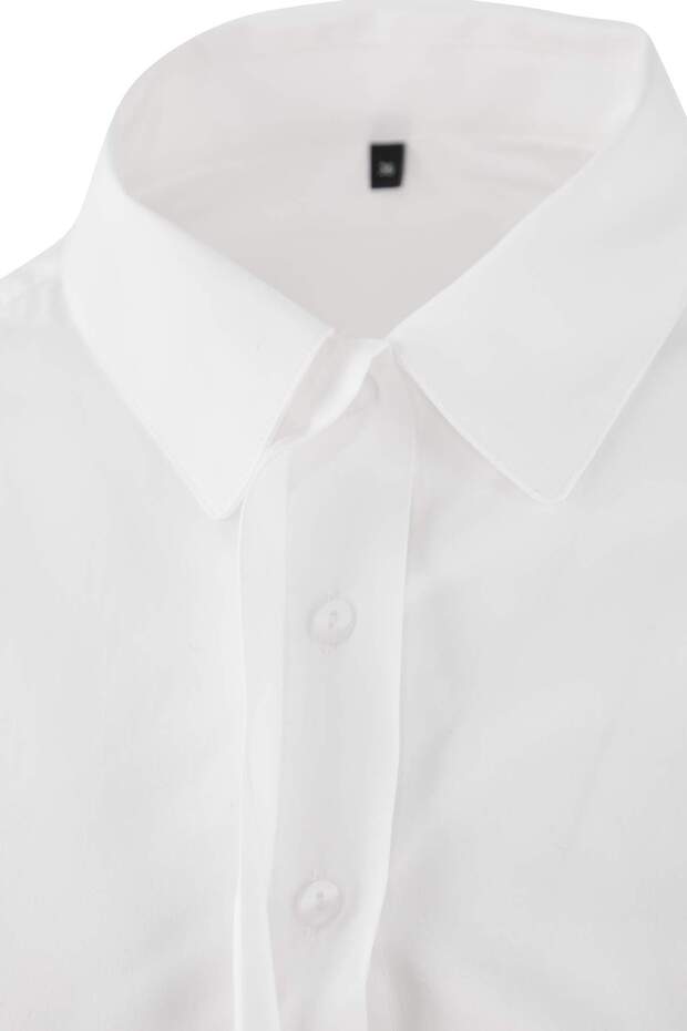 Limited Edition Beyaz Bağlama Detaylı Crop Pamuk Poplin Gömlek TWOSS26GO00069 - 5