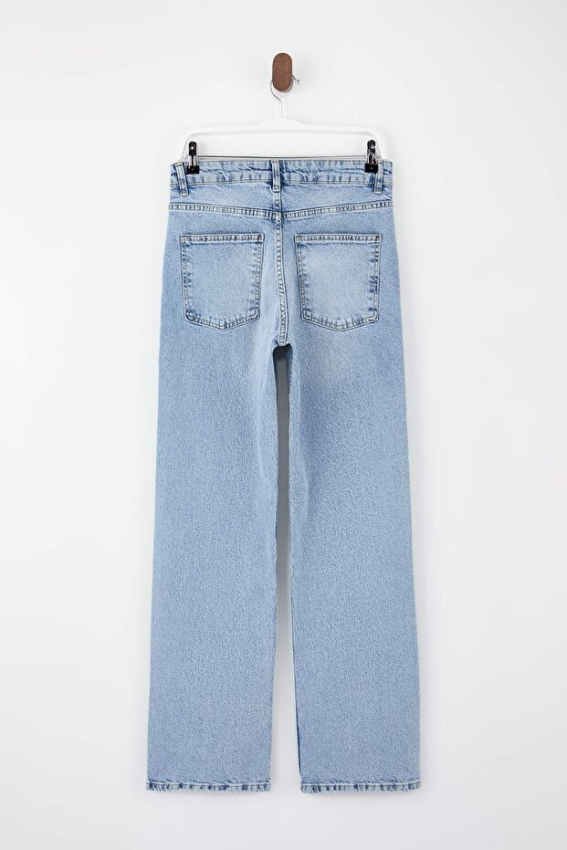 Mavi Yüksek Bel 100% Pamuk Wide Leg Geniş Paça Jeans TWOSS26JE00150 - 6