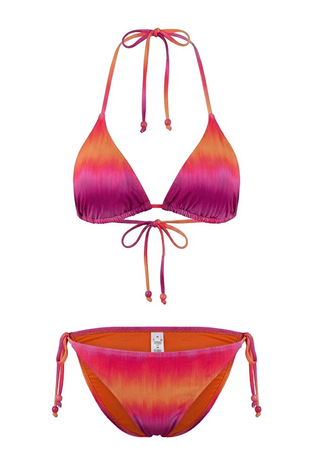Soyut Desenli Üçgen Kaplı Normal Bel Regular Bikini Takımı TBESS26BT00049 - 4