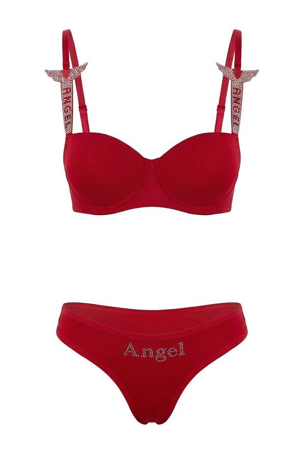 Kırmızı Taşlı Push Up İç Çamaşırı Takımı THMSS26CC00027 - 2