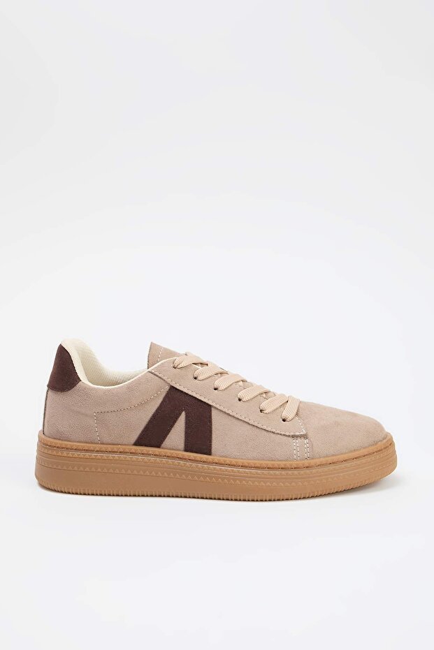 Koyu Bej Renk Bloklu Retro Kadın Sneaker TAKSS26SN00006 - 5