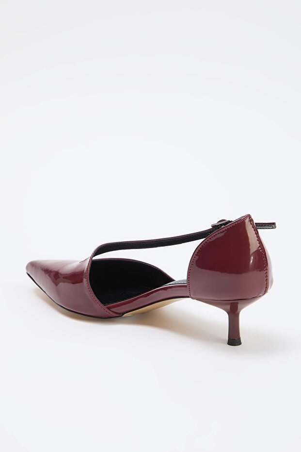 Bordo Rugan 4 cm  Kadın Klasik Topuklu Ayakkabı TAKSS26TO00023 - 6