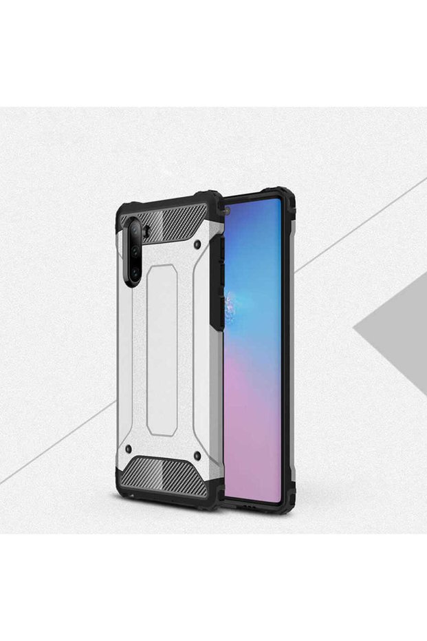 Galaxy Note 10 Compatible - Dual Layer Armor Tank Crash Military Cover - Gray