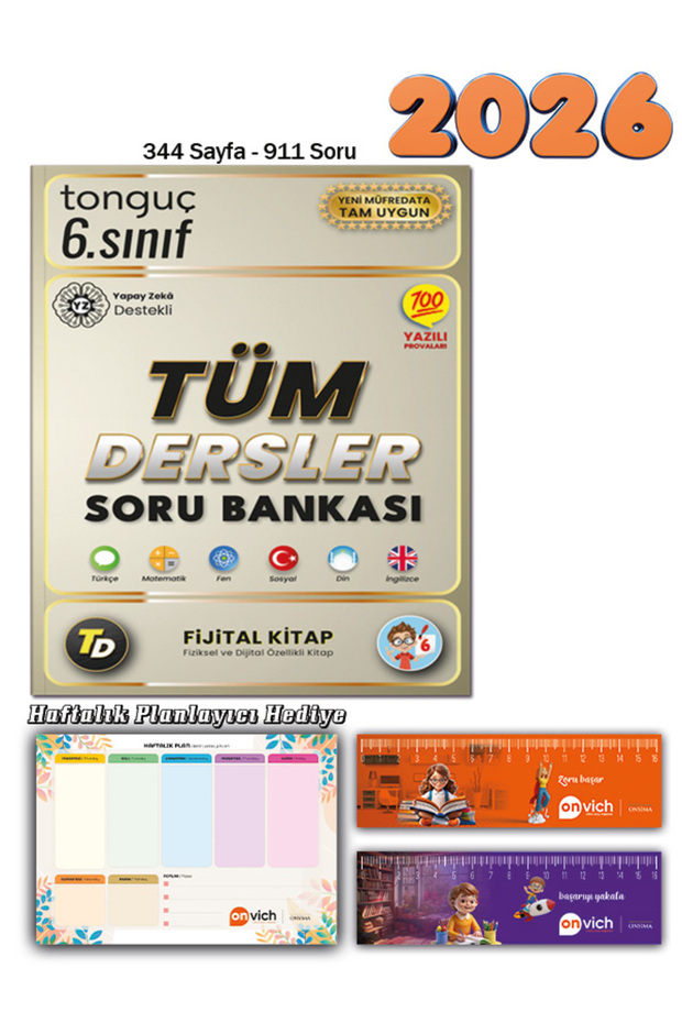 Tonguç Yayınları 6. Sınıf Tüm Dersler Soru Bankası - Fijital Kitap Haftalık Planlayıcı Set