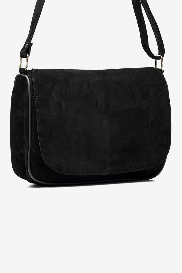 Genuine Suede Leather Flap Shoulder Bag